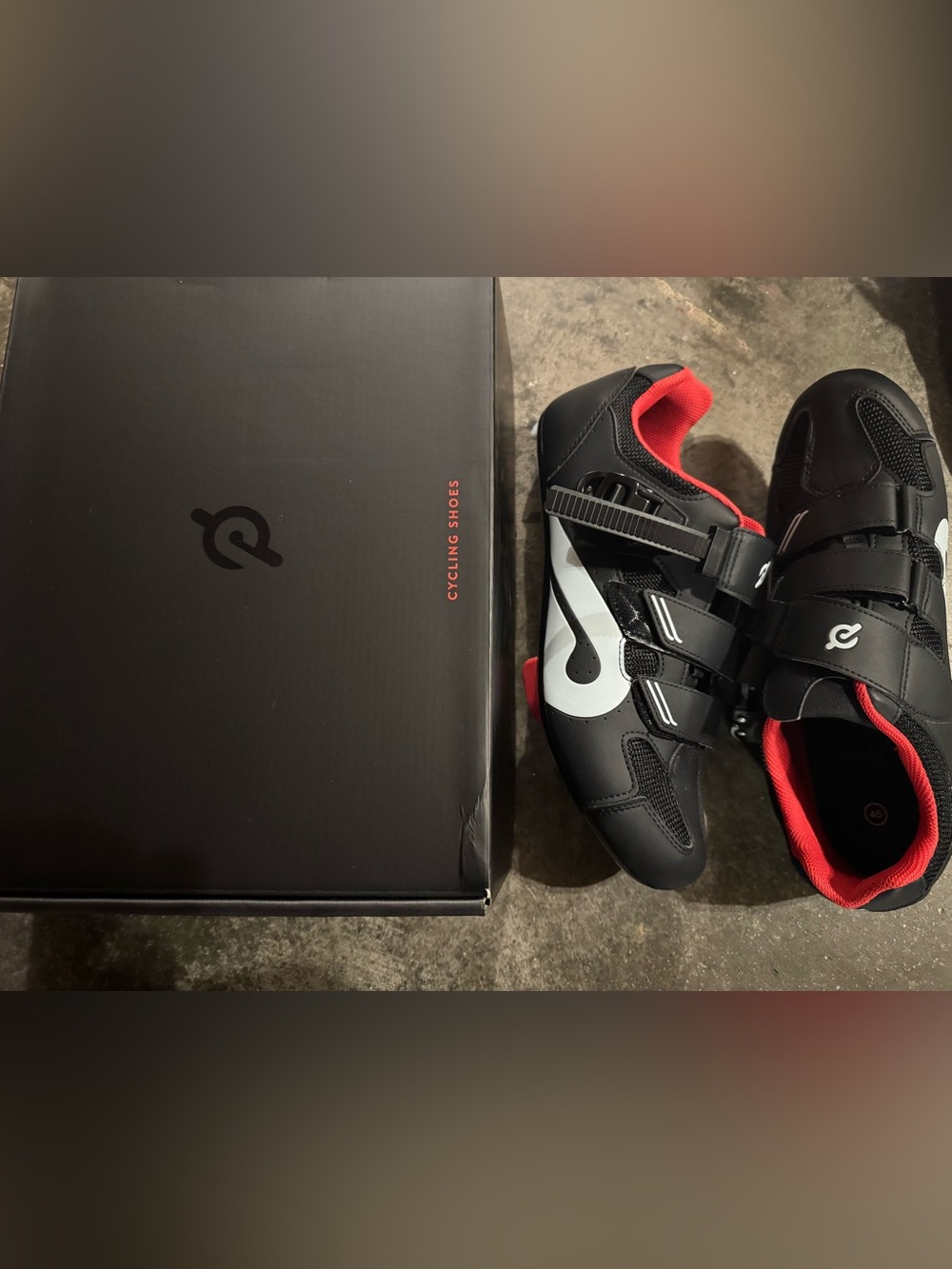 Peloton Road Cycling Shoes - Black with Red Accents